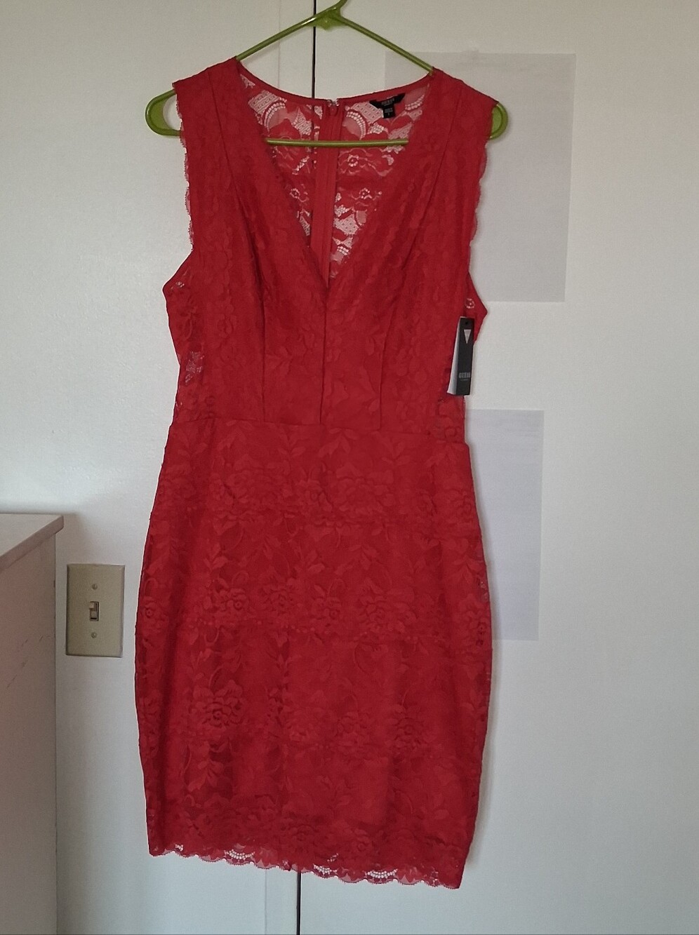 Guess Red Lace Mini Dress SizeL  NWT